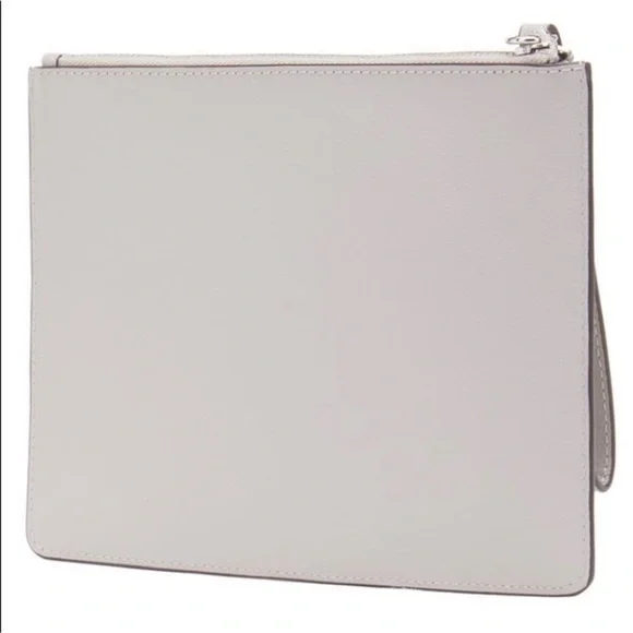 Michael Kors Ellis XL Studded Wristlet Clutch Pearl Gray Leather NWT - Picture 2 of 8